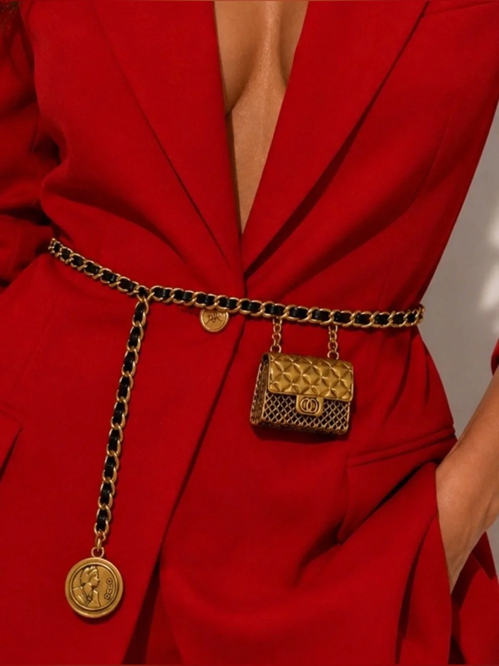Luxury Chain Belt with Mini Handbag Charm